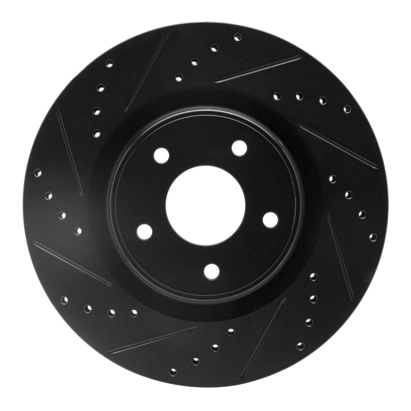 Infiniti Q50 Brake Rotor (1) - Front Left - R1 Concepts - Drilled & Slotted - Black - `13-`25